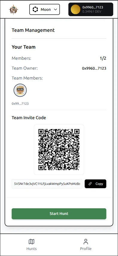 Team invite code & QR